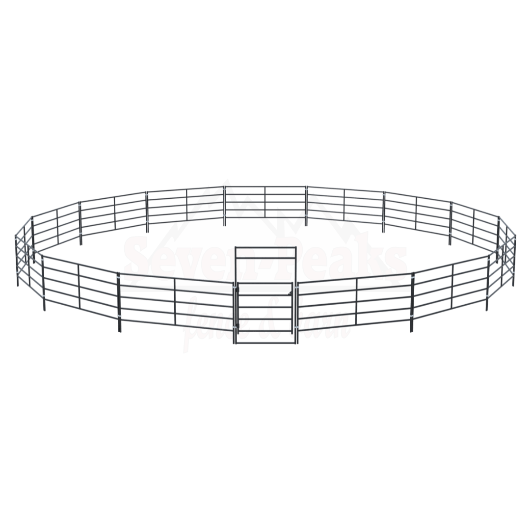 "Seven Peaks fence and barn logo with mountain design"