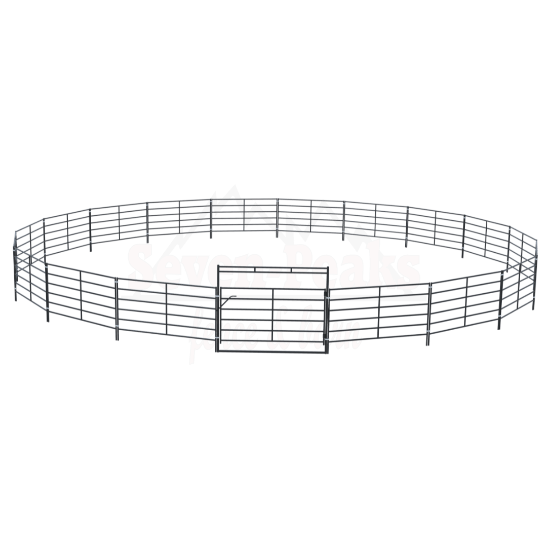Seven Peaks fence and barn logo with round pen.
