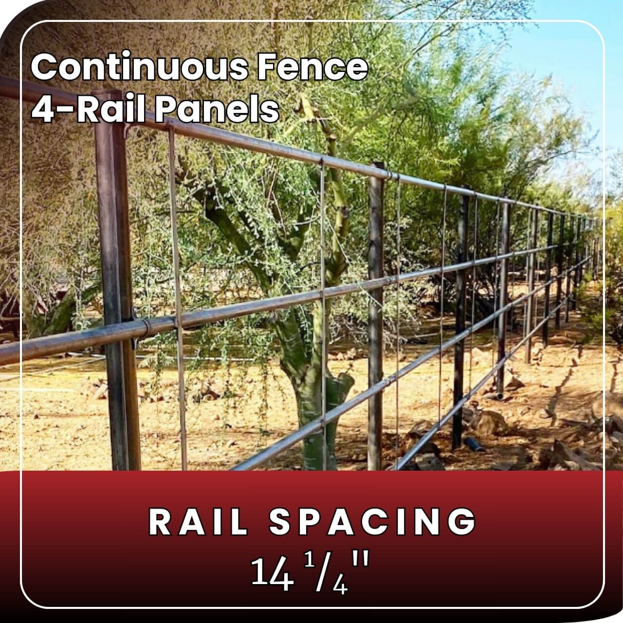 Continuous fence 4-rail panels