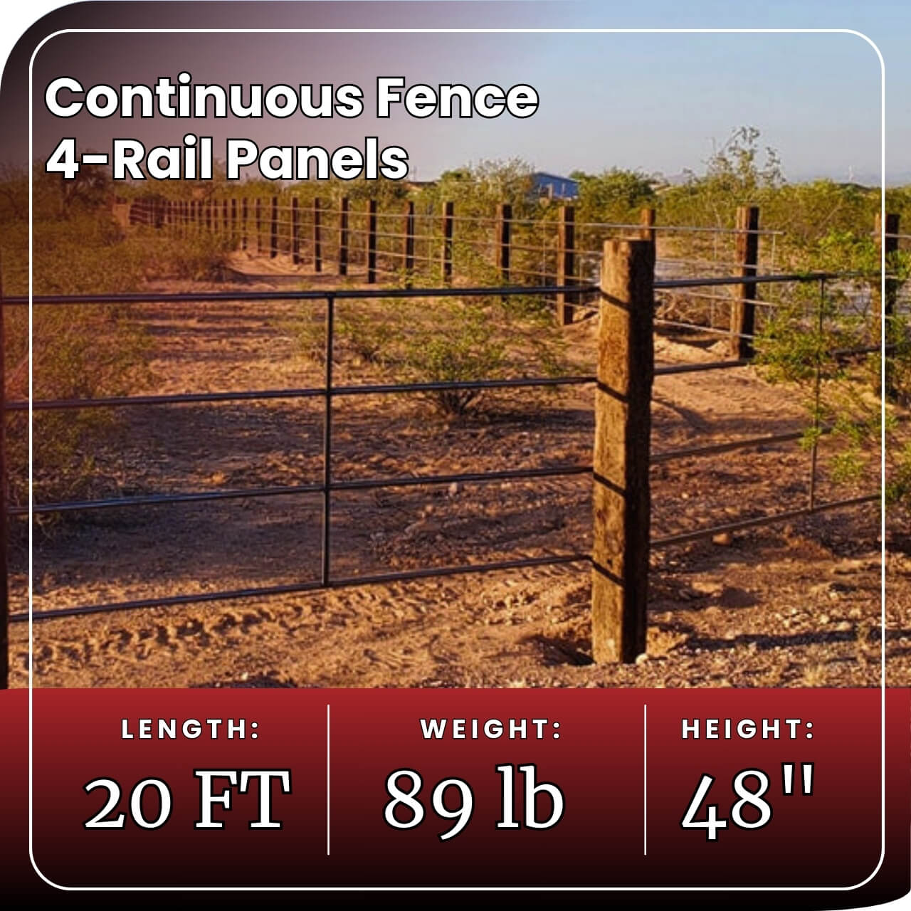 Continuous fence 4-rail panels with stats