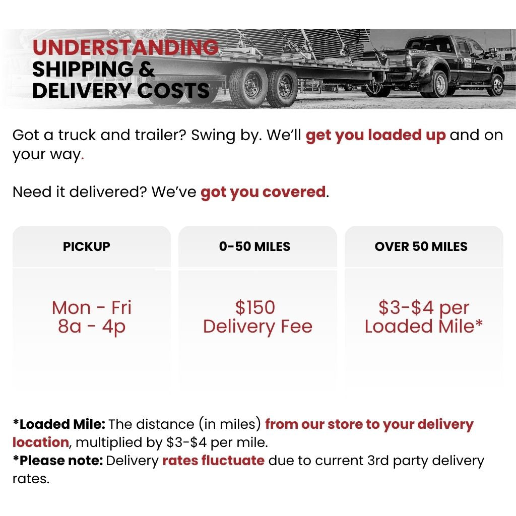 Seven Peaks Fence and Barn Delivery Rates Table