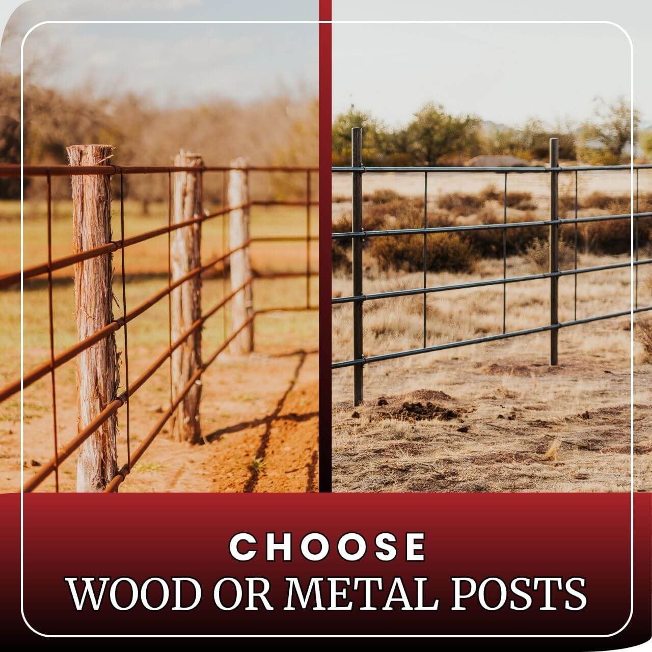 Side by side images of continuous fence panels on wood and metal fence