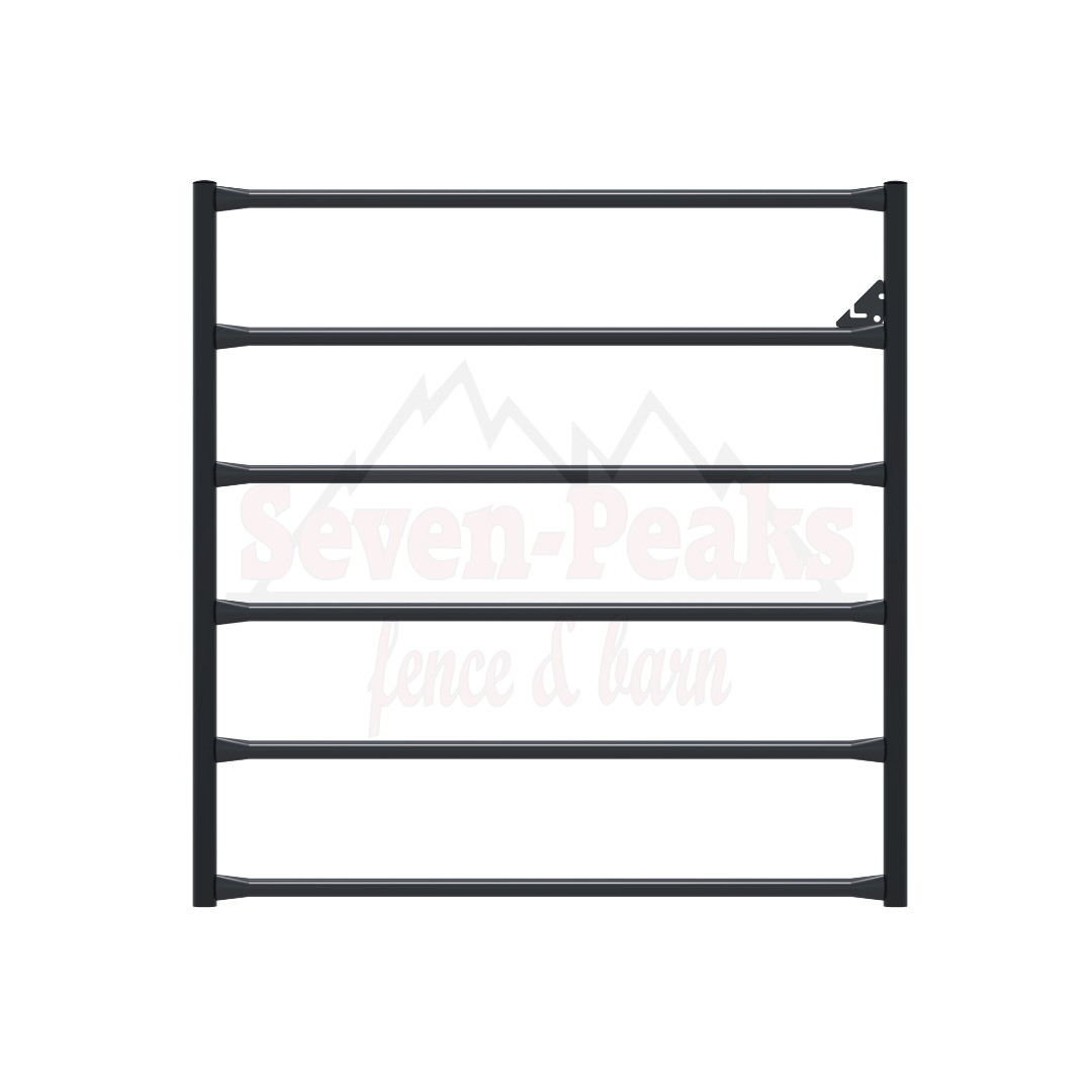Seven Peaks Fence & Barn logo with mountain design.