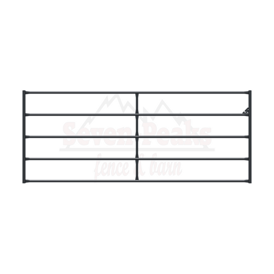 "metal farm gate with horizontal bars"