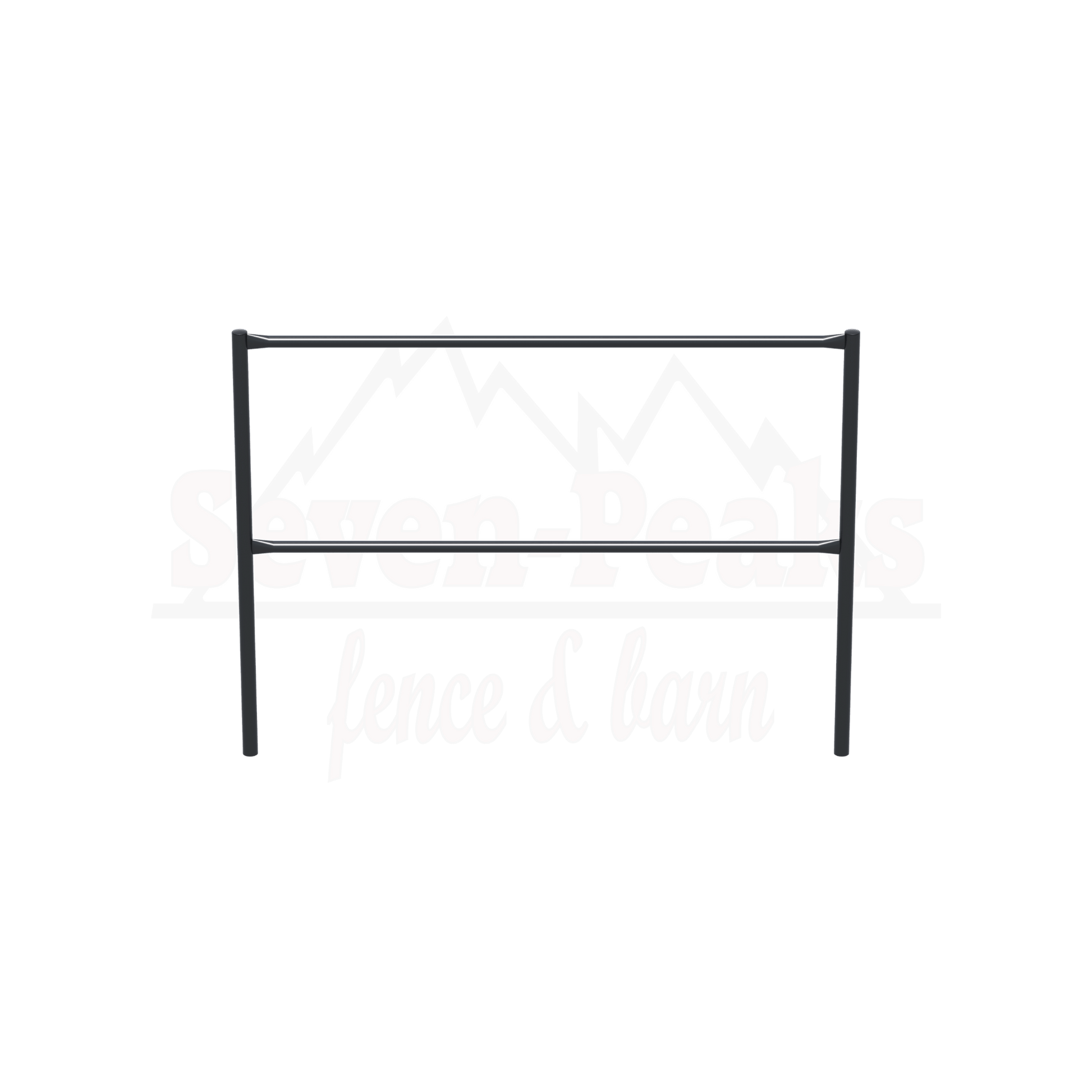 "Seven Peaks fence and barn logo with mountain design"