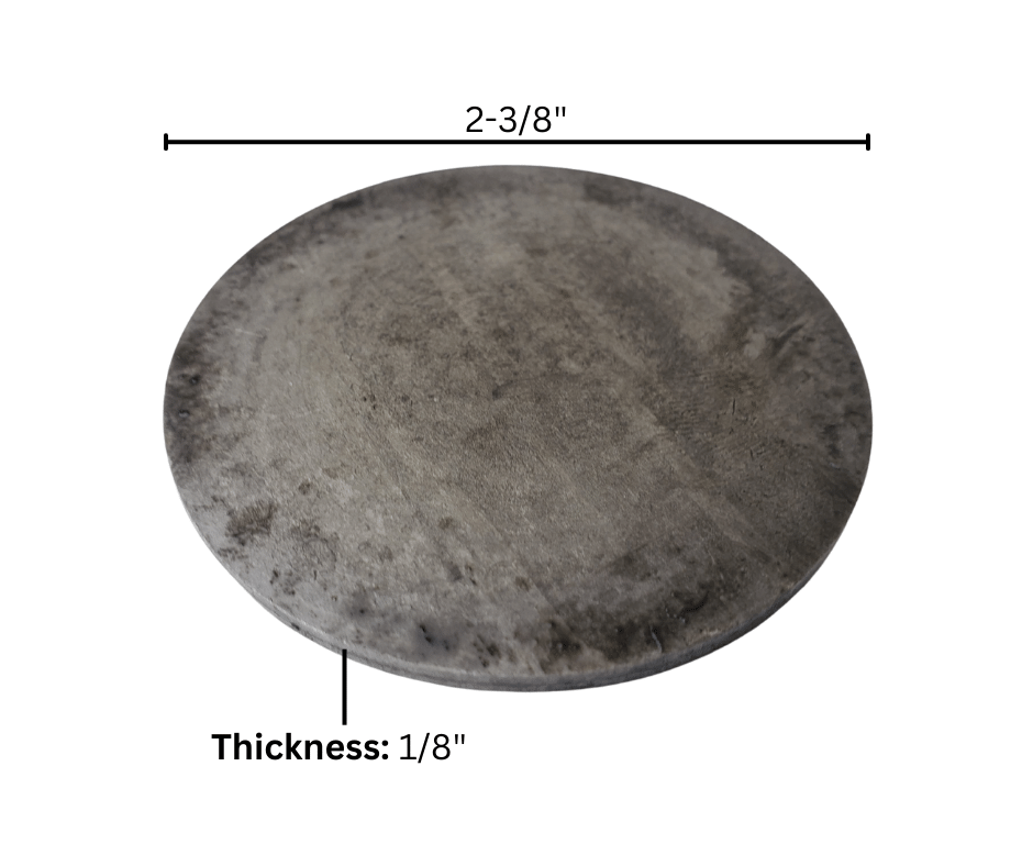 round metal disc 2-3/8 inch diameter 1/8 inch thickness
