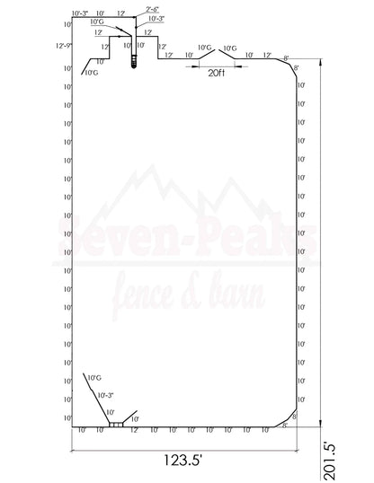 Roping Box Dimensions Layout.pdf 120x200 Roping Arena – Continuous Fence Kit With Posts and Gates ...