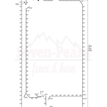fence layout diagram with measurements and gates