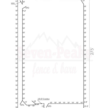 fence layout diagram with measurements and gates