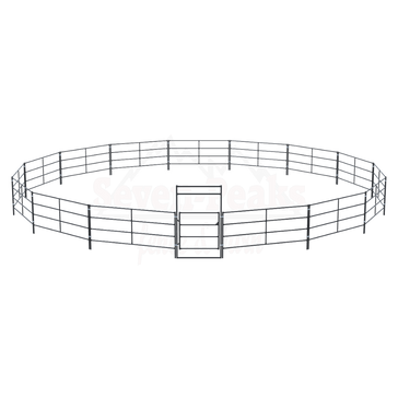 seven peaks fence and barn logo with metal fencing