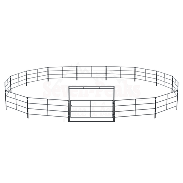 Seven Peaks fence logo with metal enclosure.
