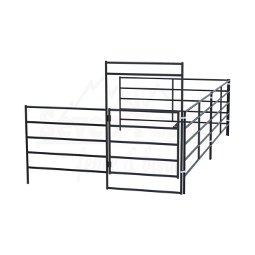 Steel fence panels Seven Peaks fence and barn logo