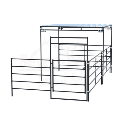 metal livestock pen with roof structure