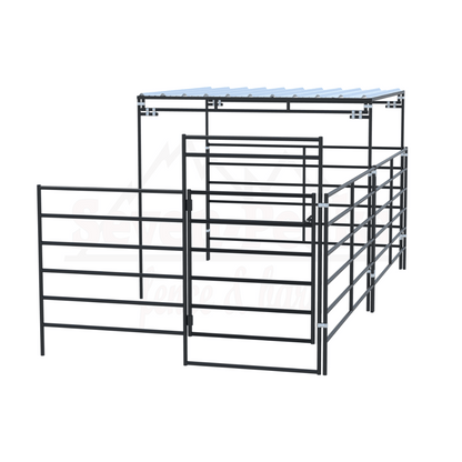 metal livestock pen with roof