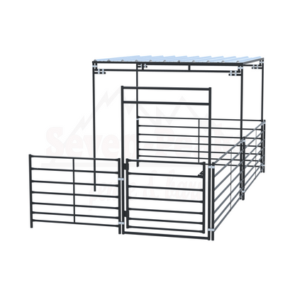 metal livestock pen with shelter
