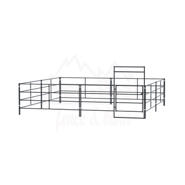 Seven Peaks Fence & Barn logo with metal railings and mountain graphic