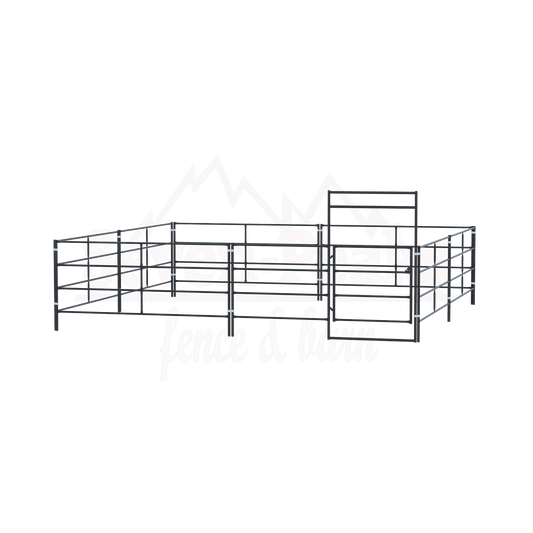 Seven Peaks Fence & Barn logo with metal railings and mountain graphic