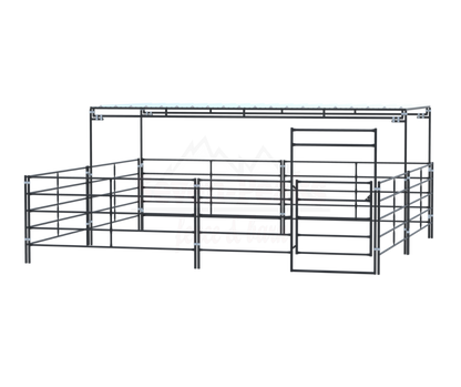 metal fence panels enclosure with gate and cover