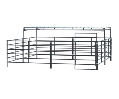 metal livestock corral with gate and cover