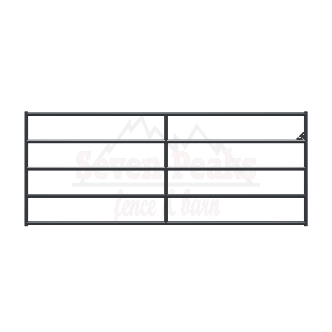 metal farm gate with five horizontal bars
