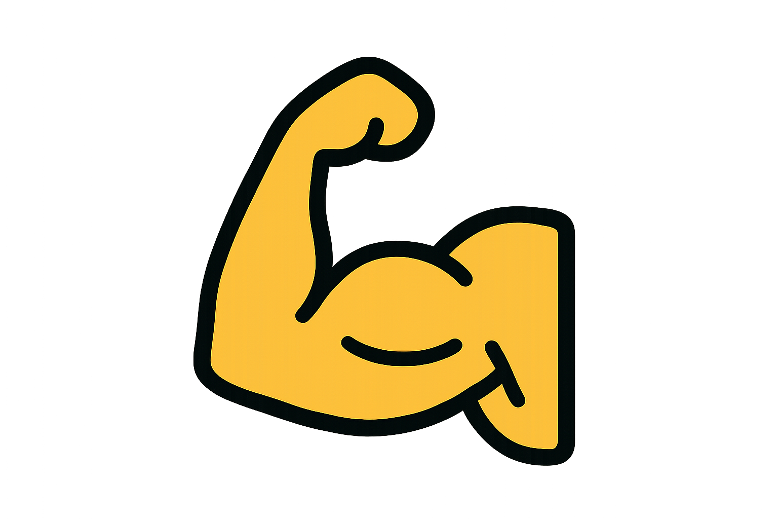 Strong arm icon with black outline and gold fill