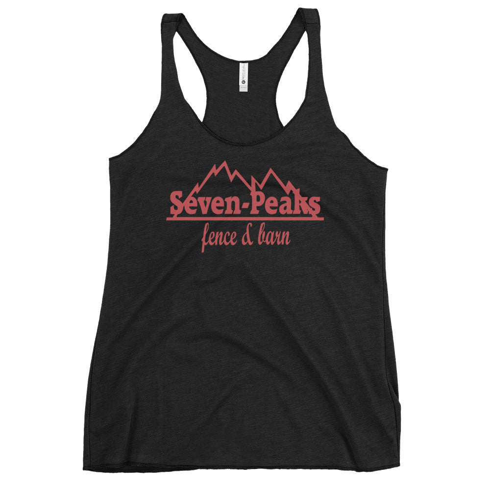 Seven Peaks Fence and Barn's Tank Top with the outline of their logo in red.