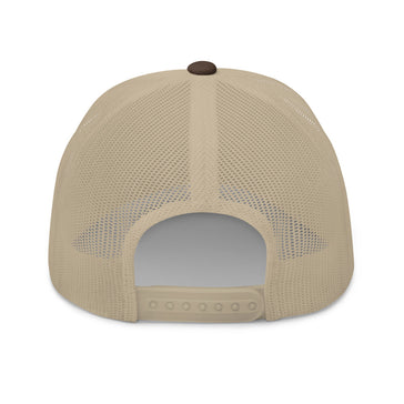 beige mesh snapback trucker hat back view