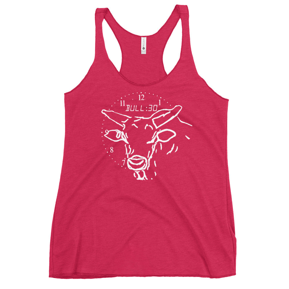 red tank top with bull face design and text "bull:30"